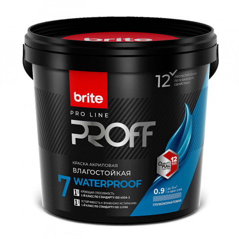 Краска BRITE PROFESSIONAL интерьерная влагостойкая белая глубокоматовая  0.9 л