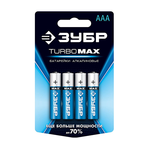 Щелочная батарейка 1.5В тип ААА ЗУБР Turbo-MAX