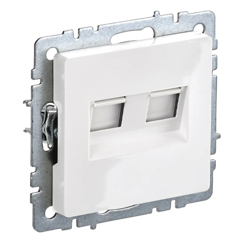 BRITE Розетка компьютерная двойная кат.5E RJ45 РК10-2-БрБ белый IEK