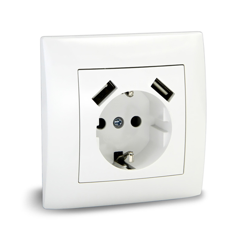 Розетка 1-я с/у з/к 16А + 2 USB 5V 2.1A UNIT VITA