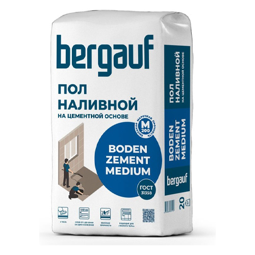 Наливной пол Bergauf Boden Zement Medium 20 кг